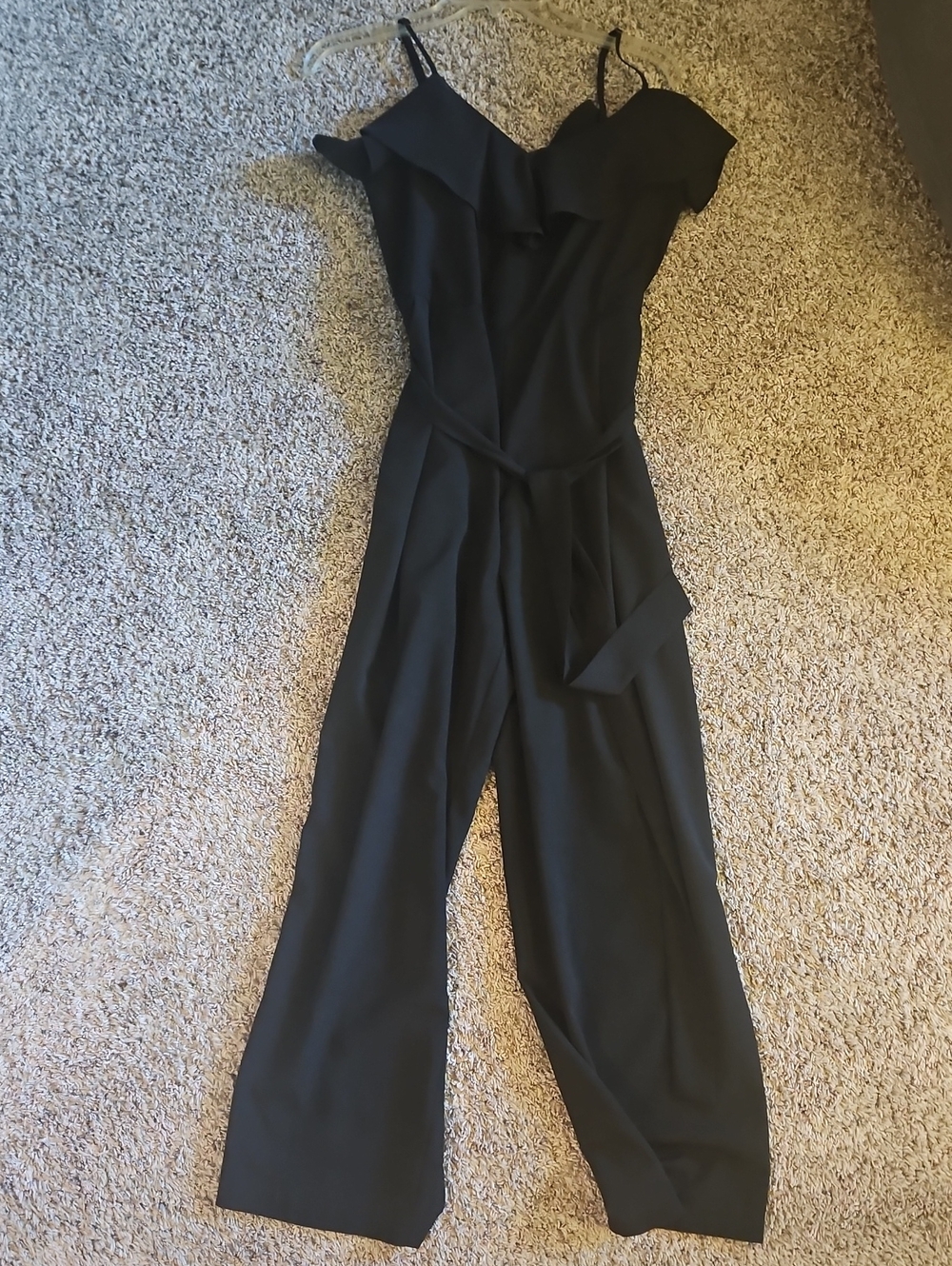 Banana Republic Black Ruffle-Trim Wide-Leg Jumpsuit